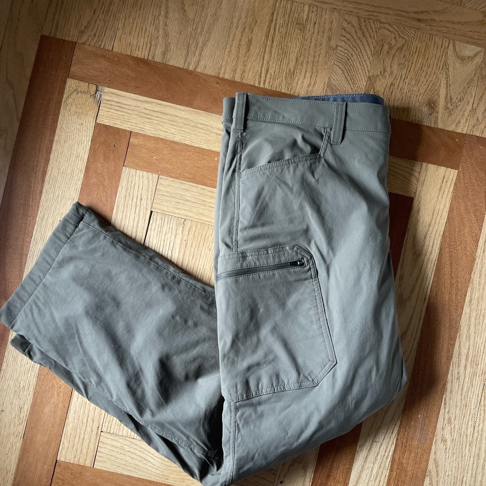 Eddie Bauer Fleece Lined Tech Pants Men's Size 38x30 Nylon Olive Green